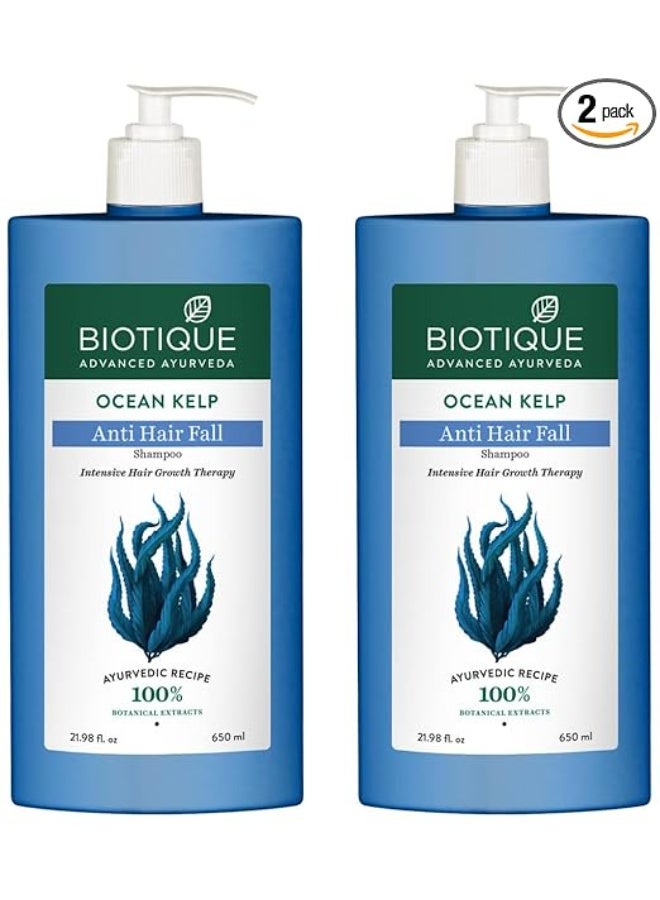 Biotique Ocean Kelp Anti Hairfall Shampoo | Intensive Hair Growth Therapy| Anti Hairfall Shampoo that Maintains Shine |100% Botanical Extracts | Suitable for All Hair Types |650ml (Pack of 2) - Image 1